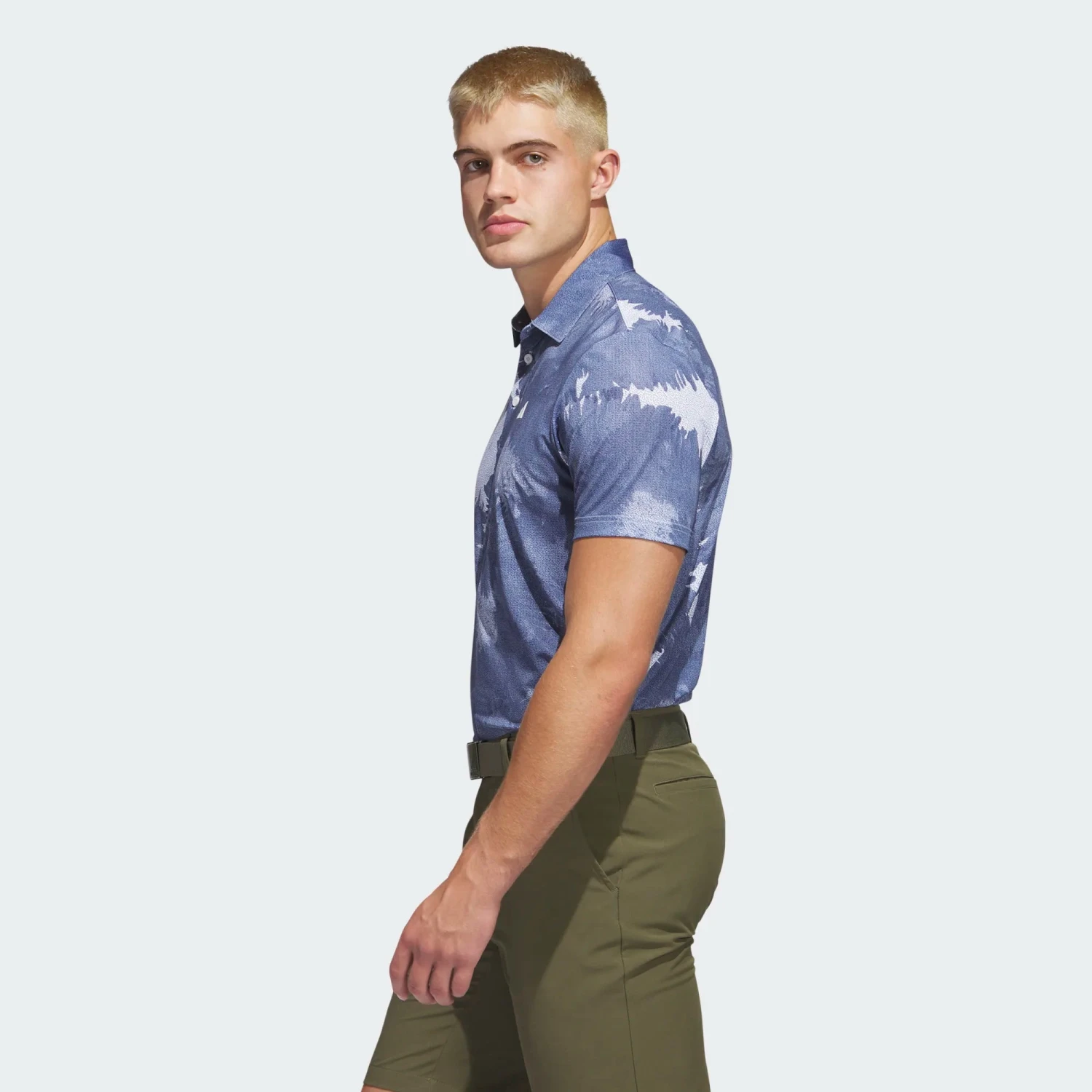 Adidas FLOWER MESH GOLF POLO SHIRT White / Collegiate Navy - Image 4