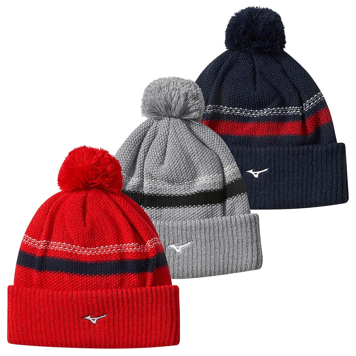 Mizuno Breath Thermo Pom Pom Beanies Grey - Image 2