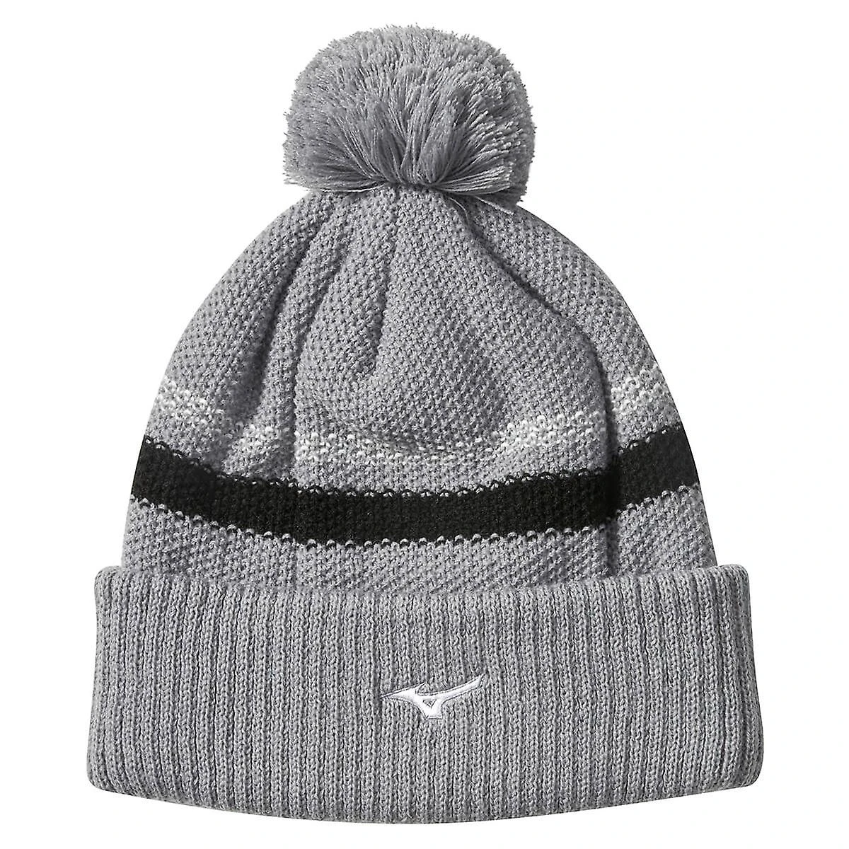 Mizuno Breath Thermo Pom Pom Beanies Grey