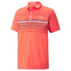 PUMA Mattr Canyon Men's Golf Polo Shirt Hot Coral/Bright Cobalt