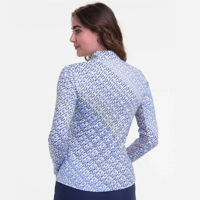 EPNY LONG SLEEVE OMBRE GEO PRINT ZIP MOCK - Image 3