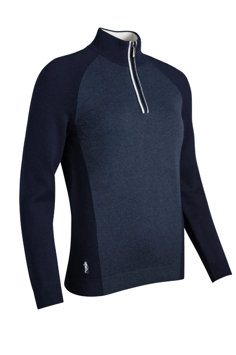 Glenmuir ALISSA Ladies Zip Neck Contrast Sleeve Touch Of Cashmere Golf Sweater