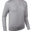 Glenmuir Ladies Zip Neck Lightweight Cotton Golf Sweater-Light Grey Marl AVA