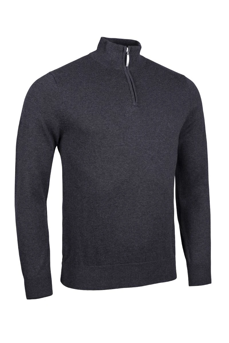 Glenmuir Gents Devon Zip Neck Sweater Charcoal Marl