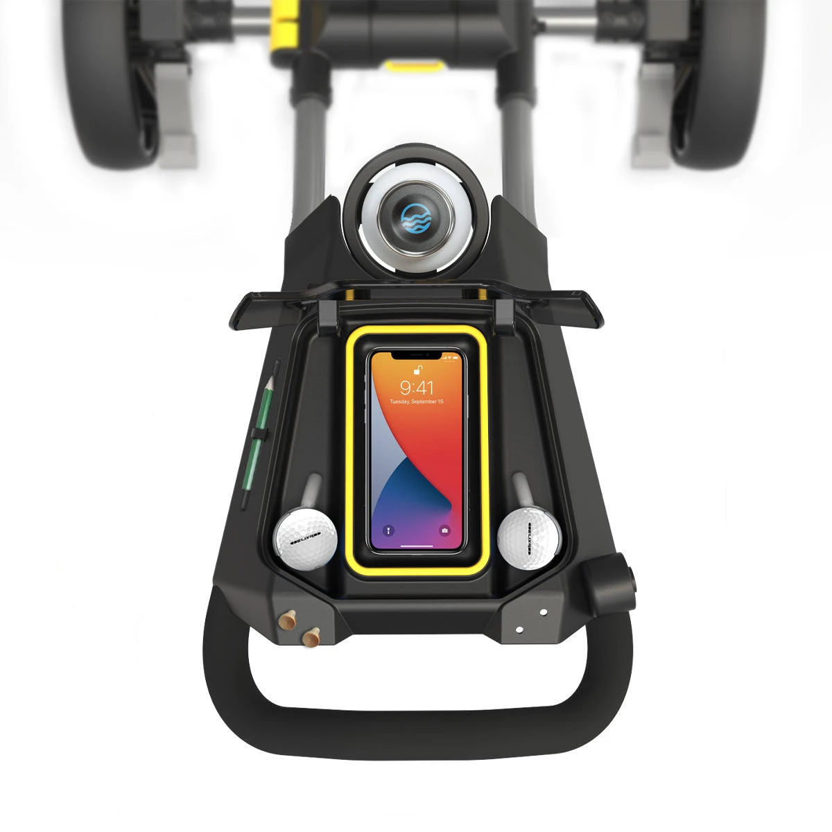 PowaKaddy 2022 DXL Lite Fast Fold Push Cart Yellow Trim - Image 5