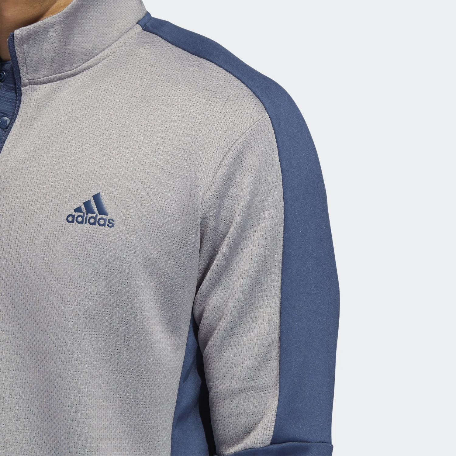 Adidas Gents Colour Block Quarter Zip Grey/Crew Navy - SS22 - Image 4
