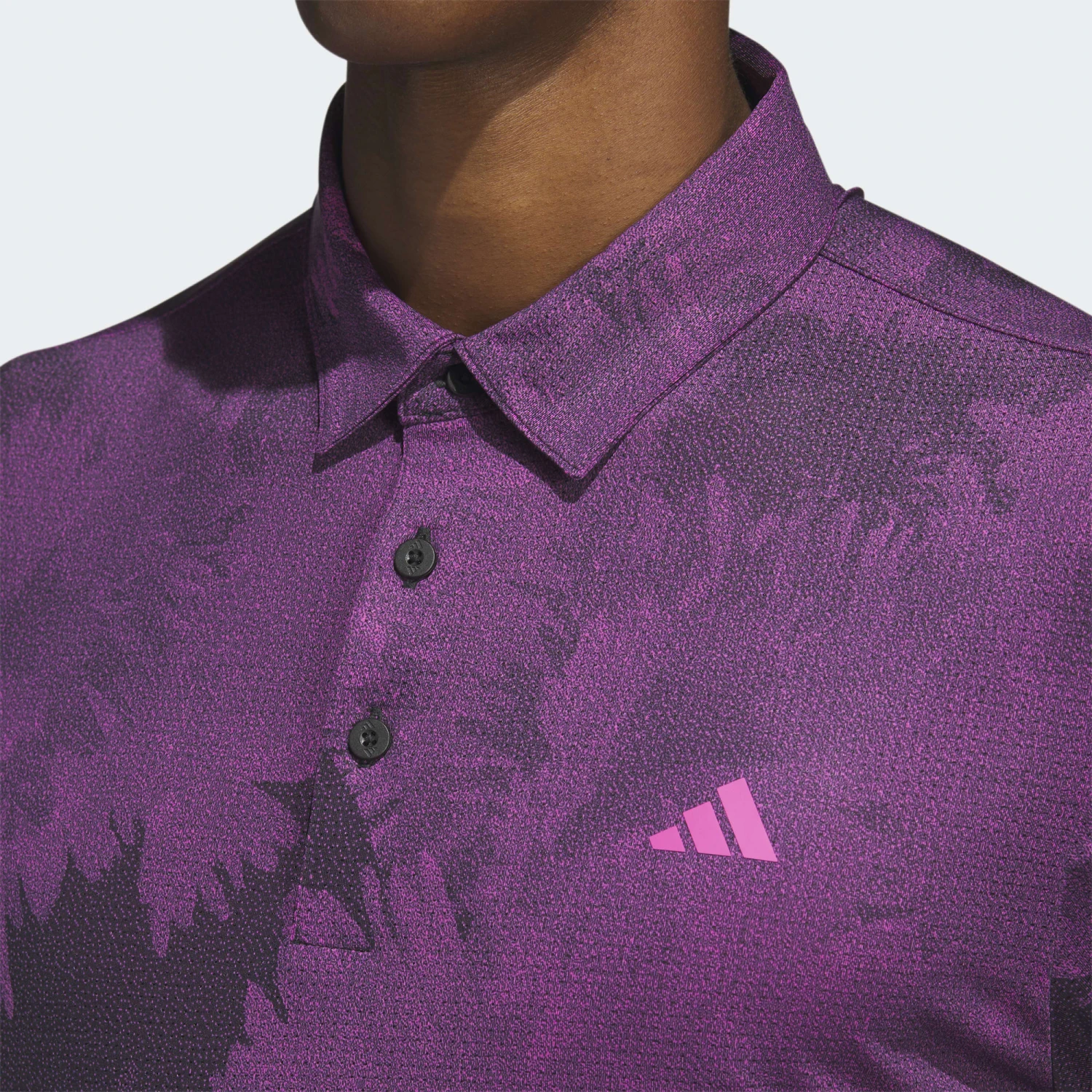 Adidas FLOWER MESH GOLF POLO SHIRT Black/Lucid Fuschia - Image 5