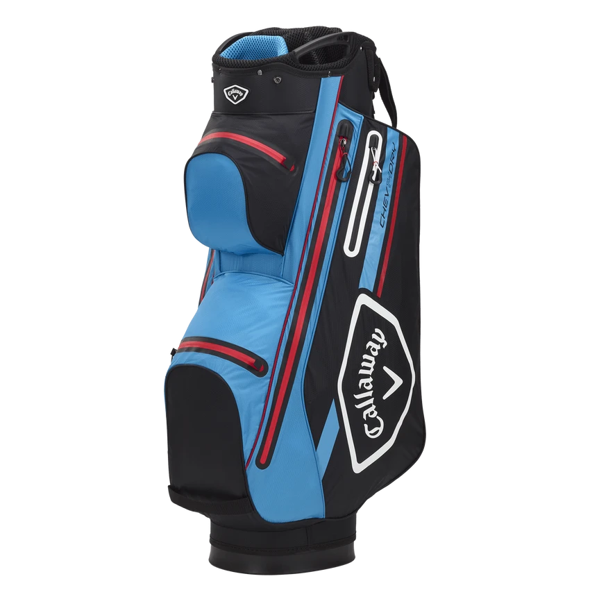 Callaway Chev Dry 14 Golf Cart Bag - Black/CYAN/Fire Red